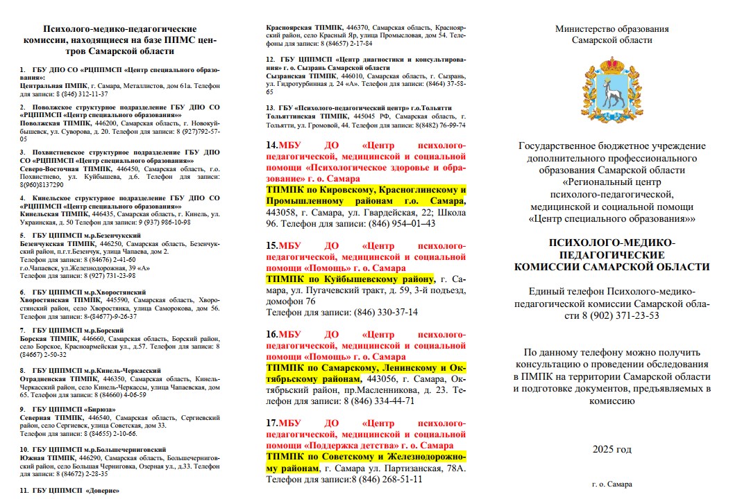 Контактные данные ПМПК